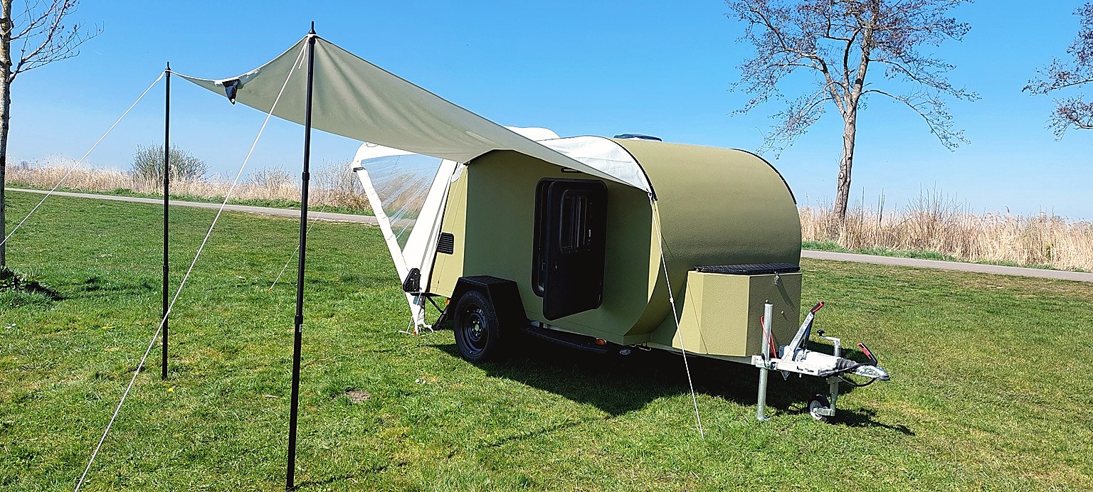 Teardrop caravan achterzijde